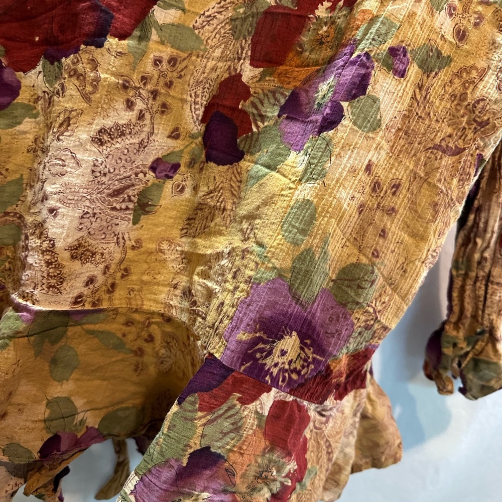 Chaps Multicolor Floral Ruffle Blouse - Picture 7 of 15